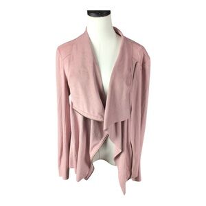 Moto Draped Zippered Jacket in Dusty Rose Pink XXL Faux Suede